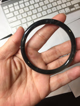 Load image into Gallery viewer, 57mm Type A 100% Natural half black(乌鸡) half icy blue (蓝水) Guatemala Slim Round Cut Jadeite Bangle PJ132-1375
