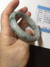 Load image into Gallery viewer, 54.9mm Certificated light green/purple with green floating flowers  jadeite jade bangle S84-7072
