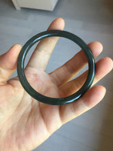 Load image into Gallery viewer, 59.2mm Certified Type A 100% Natural light black/green/gray Guatemala slim round cut Jadeite bangle PJ41-0693
