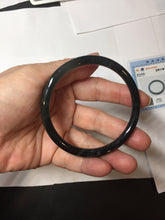 Load image into Gallery viewer, 57mm Type A 100% Natural half black(乌鸡) half icy blue (蓝水) Guatemala Slim Round Cut Jadeite Bangle PJ132-1375

