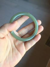 Load image into Gallery viewer, 53mm certified 100% Natural lake green gray slim round cut nephrite bangle HN142-6918
