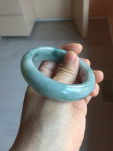 Load image into Gallery viewer, 54mm certified 100% natural Type A green white with green floating flowers chubby jadeite bangle PB245-9551
