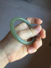 Load image into Gallery viewer, 53mm certified 100% Natural lake green gray slim round cut nephrite bangle HN142-6918
