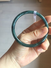 Load image into Gallery viewer, 61.5mm Certified Type A 100% Natura dark blue/green/gray/black Guatemala slim round cut Jadeite bangle AZ152-2047
