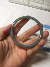 Load image into Gallery viewer, 60mm Certified Type A 100% Natural light green/blue with flying snow Guatemala slim round cut Jadeite bangle PD70-8146
