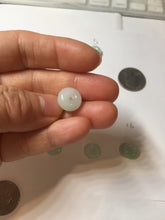 Load image into Gallery viewer, 10-12.8mm Type A 100% Natural light green sunny green white Jadeite Safety Guardian Button donuts pendant PH62 Add on item
