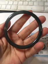 Load image into Gallery viewer, 59.2mm Certified Type A 100% Natural light black/green/gray Guatemala slim round cut Jadeite bangle PJ41-0693
