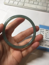 Load image into Gallery viewer, 60mm Certified Type A 100% Natural light green/blue with flying snow Guatemala slim round cut Jadeite bangle PD70-8146
