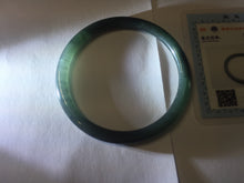 Load image into Gallery viewer, 59.2mm Certified Type A 100% Natural light black/green/gray Guatemala slim round cut Jadeite bangle PJ41-0693
