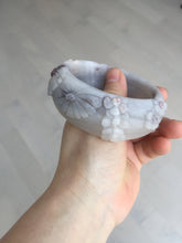 Load image into Gallery viewer, 58mm 100% natural white/gray/pink/brown/purple Quartzite (Shetaicui jade) carved flowers bangle XY111
