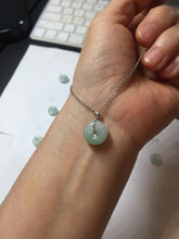 Load image into Gallery viewer, 10-12.8mm Type A 100% Natural light green sunny green white Jadeite Safety Guardian Button donuts pendant PH62 Add on item
