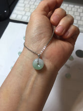 Load image into Gallery viewer, 10-12.8mm Type A 100% Natural light green sunny green white Jadeite Safety Guardian Button donuts pendant PH62 Add on item
