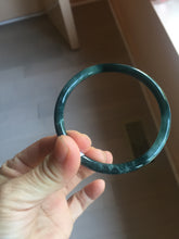 Load image into Gallery viewer, 60.6mm Certified Type A 100% Natura dark blue/green/gray/black Guatemala slim round cut Jadeite bangle AZ151-2054
