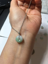 Load image into Gallery viewer, 10-12.8mm Type A 100% Natural light green sunny green white Jadeite Safety Guardian Button donuts pendant PH62 Add on item
