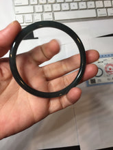 Load image into Gallery viewer, 62mm Type A 100% Natural black icy blue (蓝水) Guatemala Slim Round Cut Jadeite Bangle PJ133-1366
