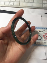 Load image into Gallery viewer, 56.4mm Certified Type A 100% Natural black/green/gray Guatemala slim round cut Jadeite bangle PJ42-0657
