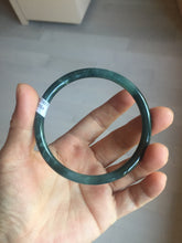 Load image into Gallery viewer, 60.6mm Certified Type A 100% Natura dark blue/green/gray/black Guatemala slim round cut Jadeite bangle AZ151-2054
