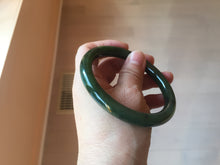 Load image into Gallery viewer, 61.5mm certified 100% Natural dark green/black round cut nephrite (碧玉) bangle HN24-9153
