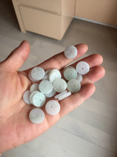 Load image into Gallery viewer, 14.8mm Type A 100% Natural icy watery light purple/yellow/white /green Jadeite Jade Safety Guardian Button Pendant group AX161
