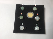 Load image into Gallery viewer, 100% natural type A icy watery green dark green four-prong jadeite jade ring group AA92
