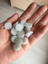 Load image into Gallery viewer, 14.8mm Type A 100% Natural icy watery light purple/yellow/white /green Jadeite Jade Safety Guardian Button Pendant group AX161
