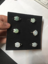 Load image into Gallery viewer, 100% natural type A icy watery green dark green four-prong jadeite jade ring group AA92
