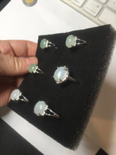 Load image into Gallery viewer, 100% natural type A icy watery green dark green four-prong jadeite jade ring group AA92
