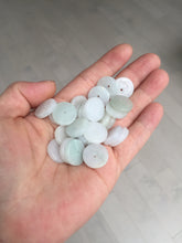 Load image into Gallery viewer, 14.8mm Type A 100% Natural icy watery light purple/yellow/white /green Jadeite Jade Safety Guardian Button Pendant group AX161
