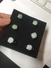 Load image into Gallery viewer, 100% natural type A icy watery green dark green four-prong jadeite jade ring group AA92
