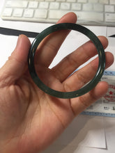 Load image into Gallery viewer, 56.4mm Certified Type A 100% Natural black/green/gray Guatemala slim round cut Jadeite bangle PJ42-0657
