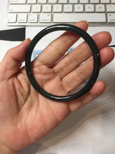 Load image into Gallery viewer, 62mm Type A 100% Natural black icy blue (蓝水) Guatemala Slim Round Cut Jadeite Bangle PJ133-1366
