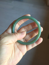 Load image into Gallery viewer, 56mm certified 100% Natural lake green gray slim round cut nephrite bangle HN144-6923
