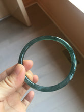 Load image into Gallery viewer, Sold please don't order. Thx. 60.6mm Certified Type A 100% Natural ice watery dark blue/green/purple/gray/black Guatemala slim round cut Jadeite bangle AZ150-2492
