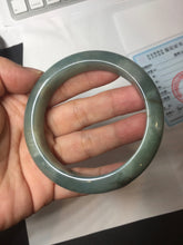 Load image into Gallery viewer, 57.2mm Certified type A 100% Natural oily dark green (老油青) blue gray black Mountains Afar (远山)Jadeite bangle PC258-0553
