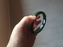 Load image into Gallery viewer, 59.2mm certified 100% Natural dark green/black nephrite (碧玉)  bangle HN24-9139
