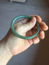 Load image into Gallery viewer, 56mm certified 100% Natural lake green gray slim round cut nephrite bangle HN144-6923
