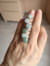 Load image into Gallery viewer, 100% natural type A icy watery green dark green four-prong jadeite jade ring group AA92
