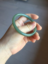 Load image into Gallery viewer, 56mm certified 100% Natural lake green gray slim round cut nephrite bangle HN144-6923
