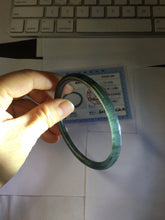 Load image into Gallery viewer, 62mm Type A 100% Natural black icy blue (蓝水) Guatemala Slim Round Cut Jadeite Bangle PJ133-1366
