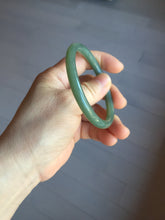 Load image into Gallery viewer, 56mm certified 100% Natural lake green gray slim round cut nephrite bangle HN144-6923
