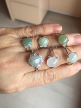 Load image into Gallery viewer, 100% natural type A icy watery green dark green four-prong jadeite jade ring group AA92
