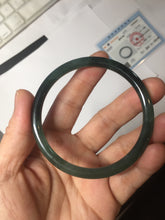 Load image into Gallery viewer, 56.4mm Certified Type A 100% Natural black/green/gray Guatemala slim round cut Jadeite bangle PJ42-0657

