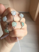 Load image into Gallery viewer, 100% natural type A icy watery green dark green four-prong jadeite jade ring group AA92
