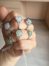 Load image into Gallery viewer, 100% natural type A icy watery green dark green four-prong jadeite jade ring group AA92
