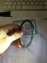 Load image into Gallery viewer, 62mm Type A 100% Natural black icy blue (蓝水) Guatemala Slim Round Cut Jadeite Bangle PJ133-1366
