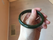 Load image into Gallery viewer, 59.2mm certified 100% Natural dark green/black nephrite (碧玉)  bangle HN24-9139

