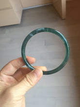 Load image into Gallery viewer, Sold please don't order. Thx. 60.6mm Certified Type A 100% Natural ice watery dark blue/green/purple/gray/black Guatemala slim round cut Jadeite bangle AZ150-2492
