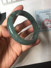 Load image into Gallery viewer, 57.5mm Certified type A 100% Natural oily dark green (老油青) blue gray black Mountains Afar (远山)Jadeite bangle PC259-0552
