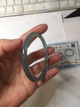 Load image into Gallery viewer, 58.7mm Type A 100% Natural icy watery light green/blue/gray Guatemala slim round cut Jadeite bangle PJ43-0685
