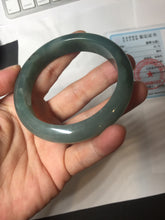 Load image into Gallery viewer, 57.5mm Certified type A 100% Natural oily dark green (老油青) blue gray black Mountains Afar (远山)Jadeite bangle PC259-0552
